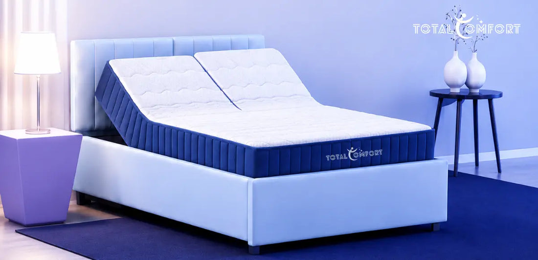 Smart mattress with adjustable base in a modern bedroom.