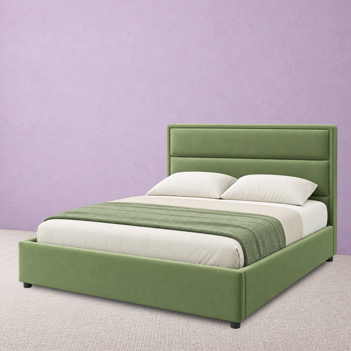 Marlow Olive Velvet-Touch Bed Frame