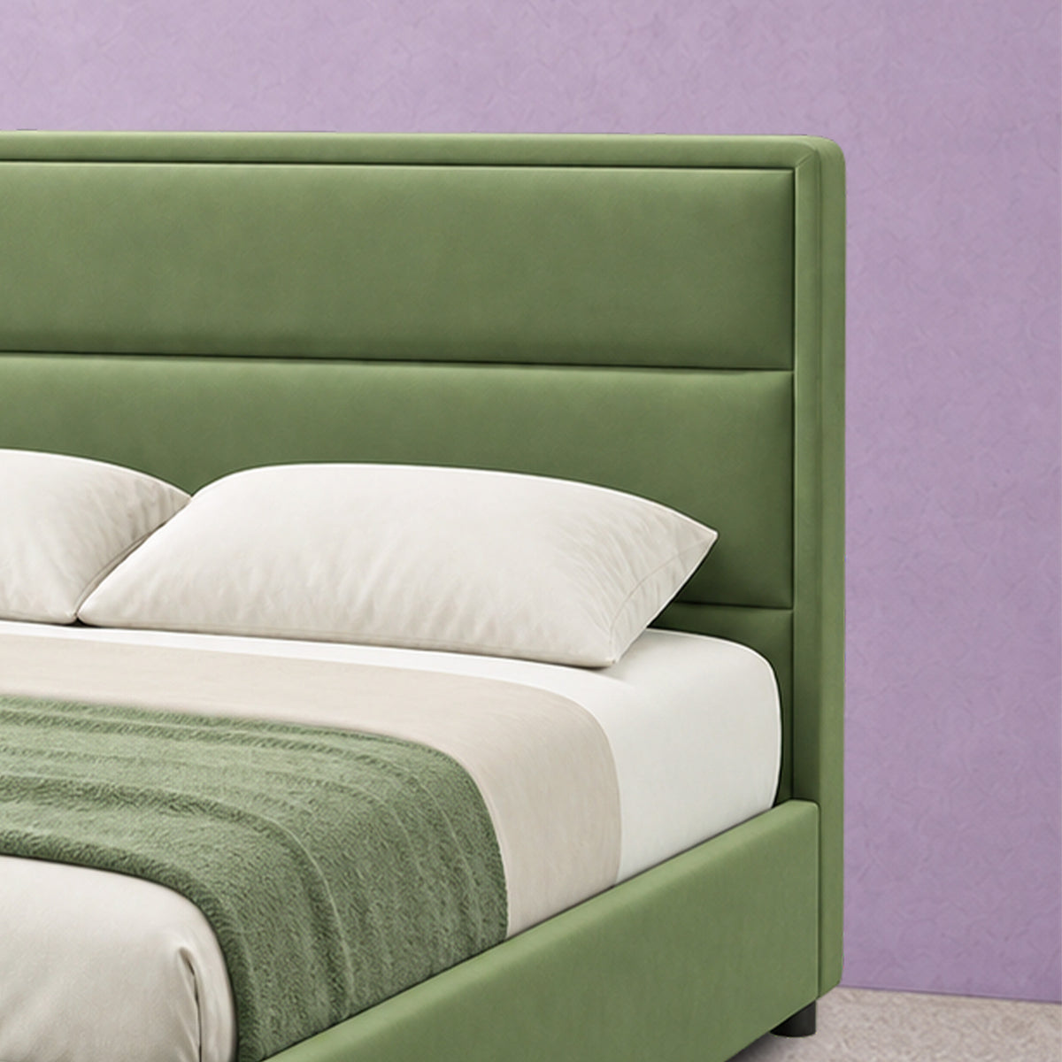 Marlow Olive Velvet-Touch Bed Frame