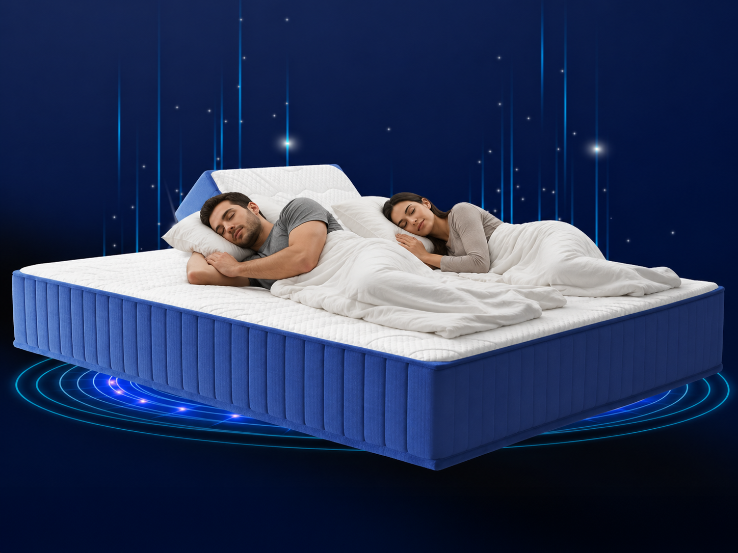 REVO AI dual-zone mattress for couples — independent firmness control for two sleepers UAE