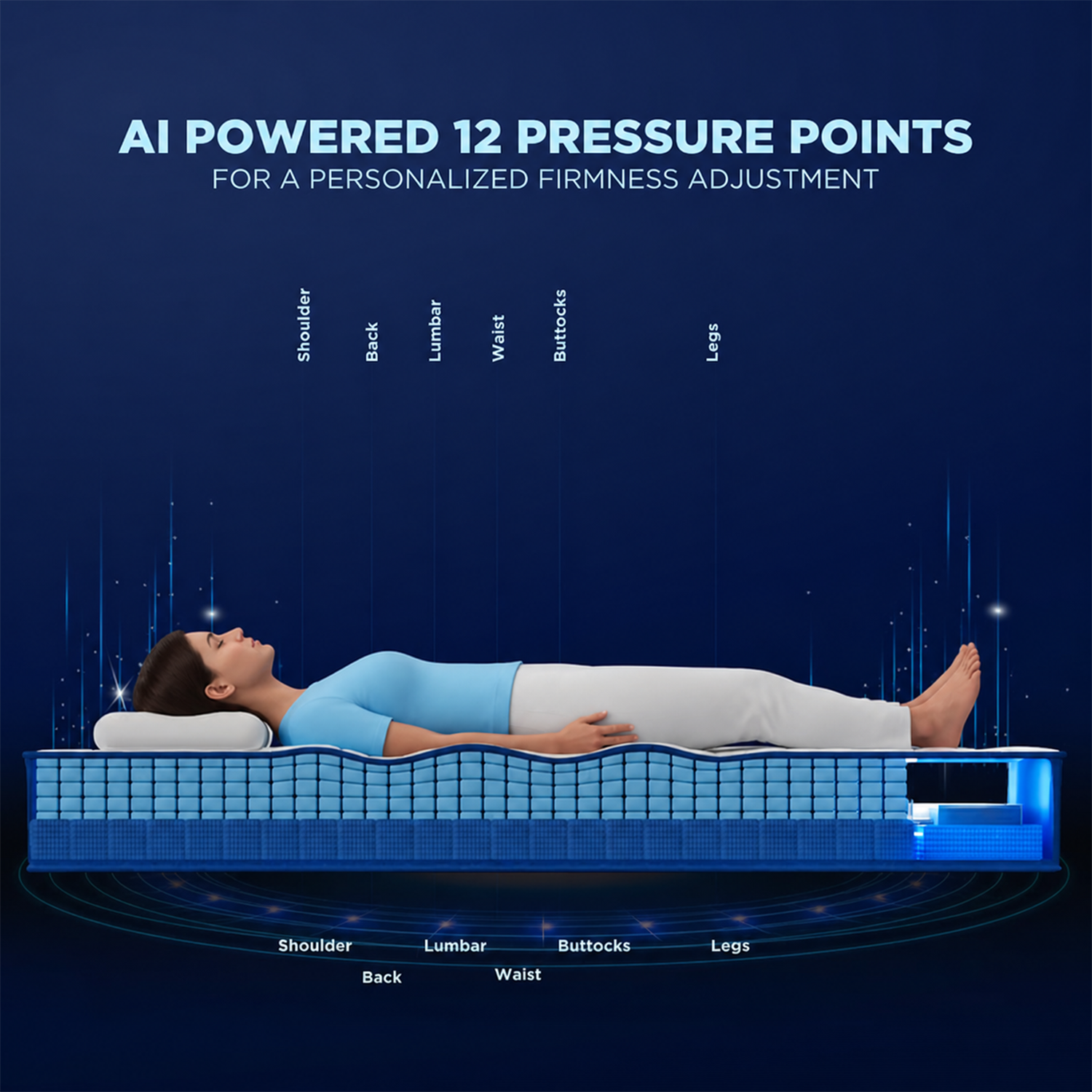 REVO AI smart bed 5-zone orthopedic spinal support for back pain Dubai UAE