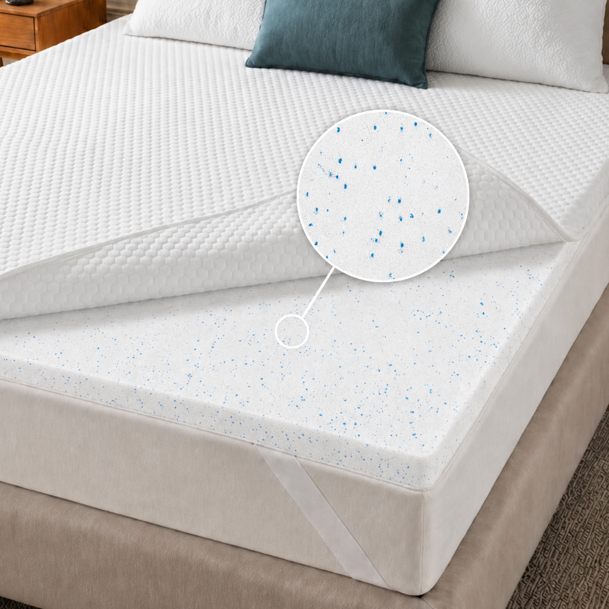 Luna Cool Gel Memory Foam Mattress Topper - 5cm Thick